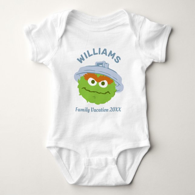 Sesame Street | Oscar the Grouch Family Vacation Baby Bodysuit (Front)