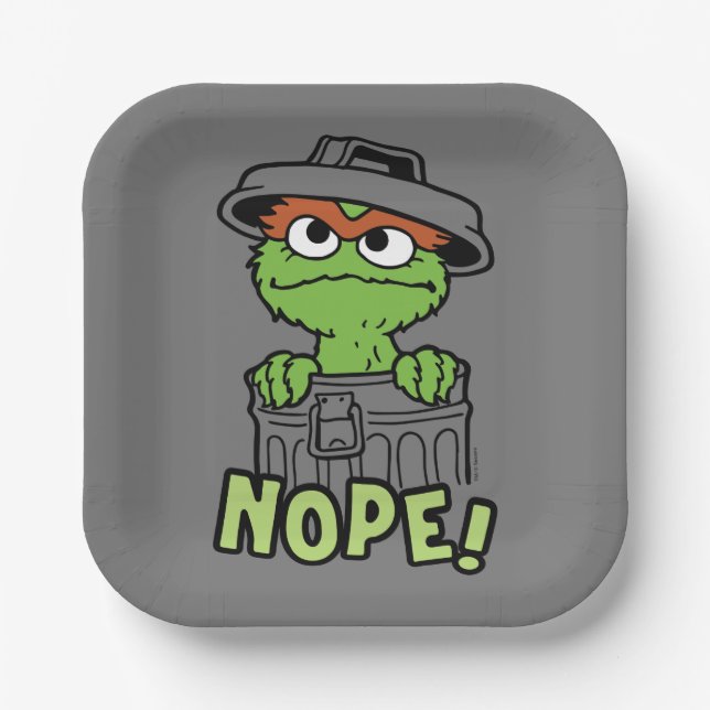 Sesame Street | Oscar the Grouch Nope! Paper Plate (Front)
