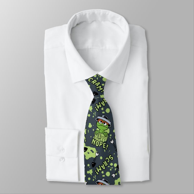 Sesame Street | Oscar the Grouch Phrase Pattern Tie (Tied)