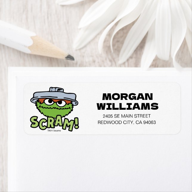 Sesame Street | Oscar the Grouch Scram! Return Address Label (Insitu)