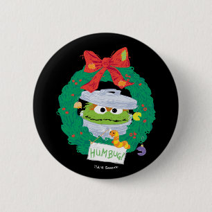 Sesame Street   Oscar the Grouch Wreath 6 Cm Round Badge