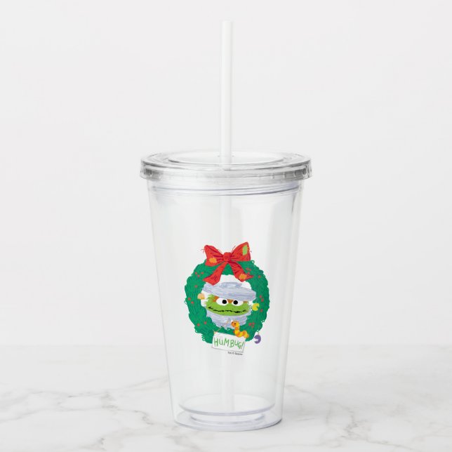 Sesame Street | Oscar the Grouch Wreath Acrylic Tumbler (Front)