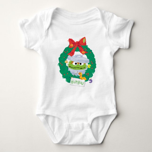 Sesame Street | Oscar the Grouch Wreath Baby Bodysuit (Front)