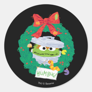 Sesame Street   Oscar the Grouch Wreath Classic Round Sticker
