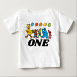 Sesame Street Pals | 1st  Birthday Balloons Baby T-Shirt<br><div class="desc">This adorable baby t-shirt features Elmo, Big Bird, and Cookie Monster from Sesame Street with colourful balloons and the word "ONE" prominently displayed. Perfect for celebrating a little one’s first birthday, this vibrant design adds charm and fun to a Sesame Street-themed party. It’s a delightful keepsake for a special milestone....</div>