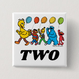 Sesame Street Pals   2nd Birthday Balloons 15 Cm Square Badge
