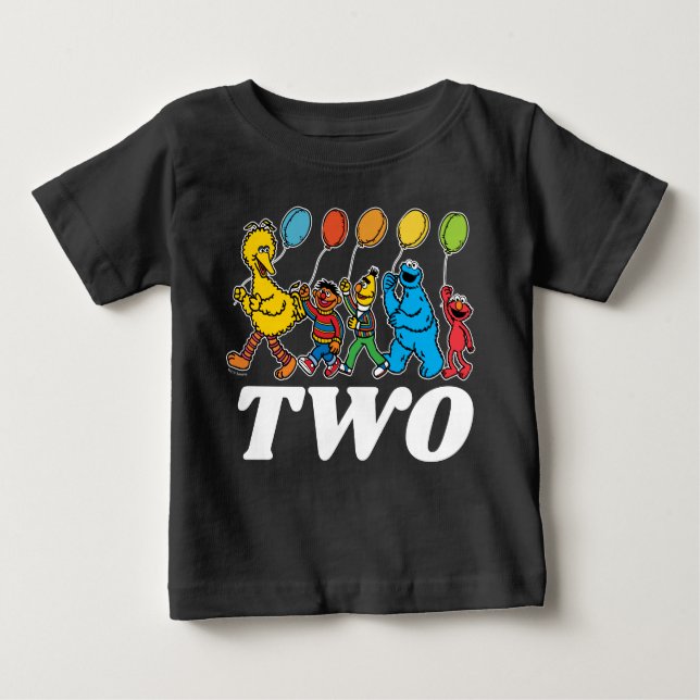 Sesame Street Pals | 2nd Birthday Balloons Baby T- Baby T-Shirt (Front)
