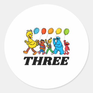 Sesame Street Pals 3rd Birthday Balloons Toddler  Classic Round Sticker