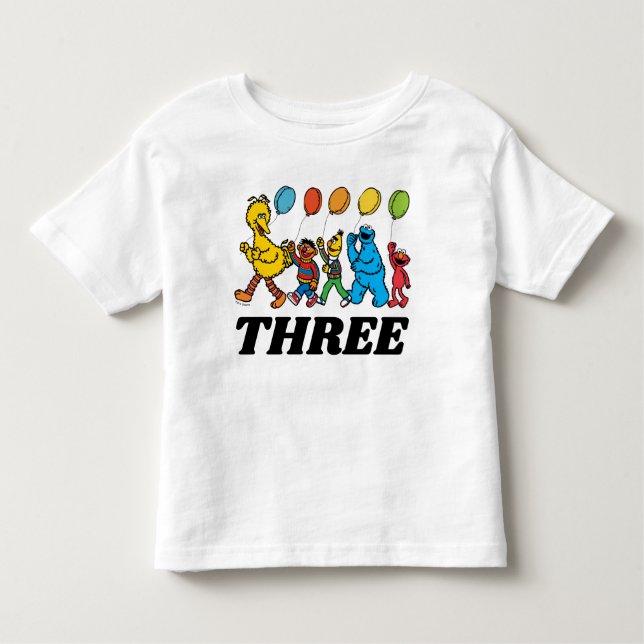Sesame Street Pals | 3rd Birthday Balloons Toddler T-Shirt (Front)