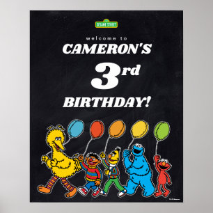 Sesame Street Pals 3rd Birthday Balloons Welcome Poster