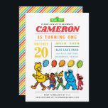 Sesame Street Pals | Balloons 1st Birthday  Invitation<br><div class="desc">Celebrate your little one’s first birthday with this adorable invitation featuring Sesame Street favourites like Elmo, Cookie Monster, Big Bird, and Oscar the Grouch. Accented with colourful balloons and cheerful designs, this playful invitation is perfect for setting the tone for a fun-filled Sesame Street-themed celebration. Customisable with your event details...</div>