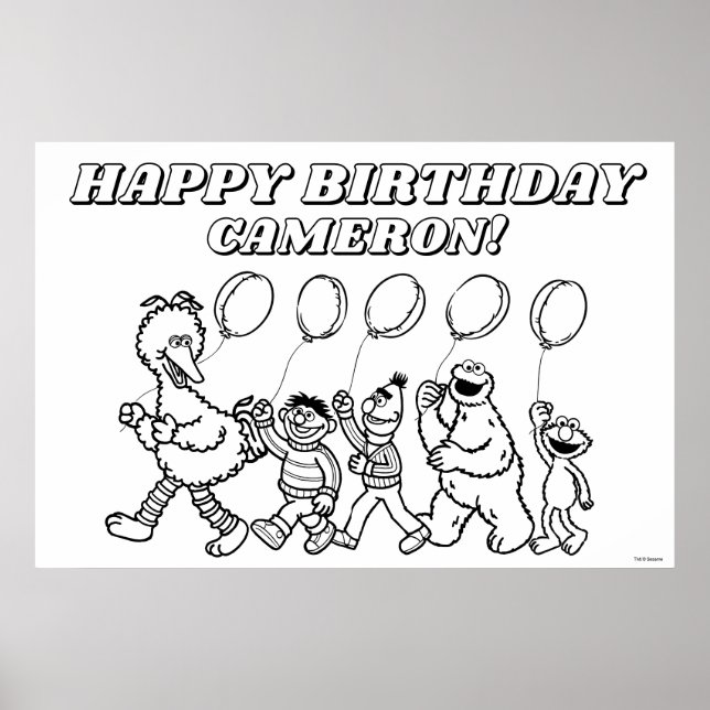 Sesame Street Pals Balloons Birthday Colouring Poster (Front)