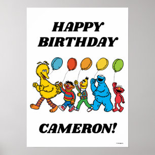 Sesame Street Pals Balloons Birthday Poster