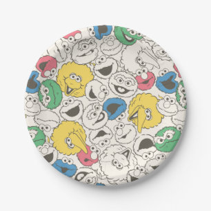 Sesame Street Pals Big Head Core Pattern Paper Plate