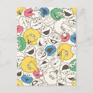 Sesame Street Pals Big Head Core Pattern Postcard