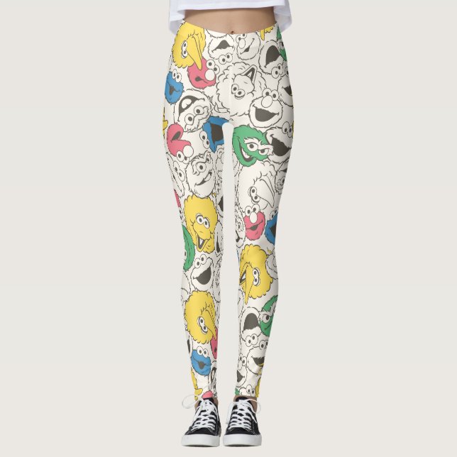 Sesame Street Pals | Big Head Vintage Pattern Leggings (Front)