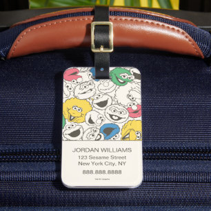 Sesame Street Pals Big Head Vintage Pattern Luggage Tag