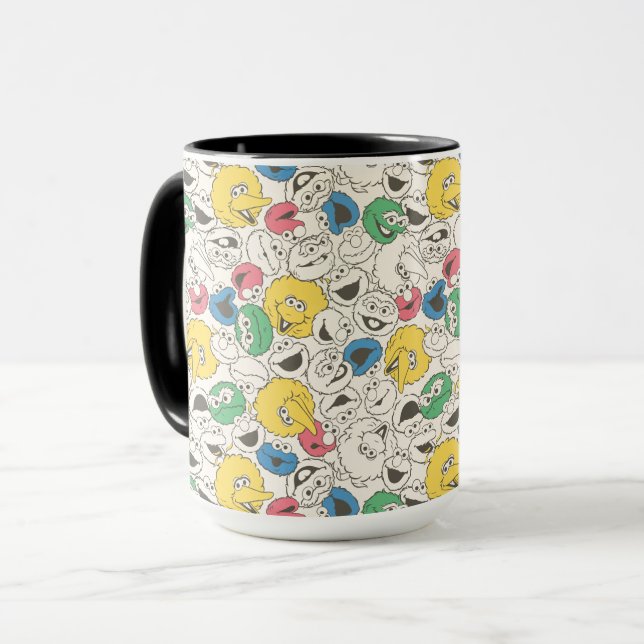 Sesame Street Pals | Big Head Vintage Pattern Mug (Front Left)