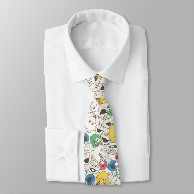 Sesame Street Pals | Big Head Vintage Pattern Tie (Tied)