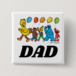Sesame Street Pals Birthday Balloons - Dad 15 Cm Square Badge
