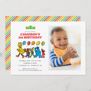 Sesame Street Pals   Birthday Balloons Invitation