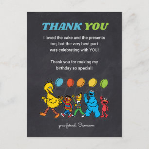 Sesame Street Pals   Birthday Balloons - Thank You Postcard