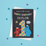 Sesame Street Pals Chalkboard Rainbow 1st Birthday Card<br><div class="desc">Celebrate a special milestone with the Sesame Street Pals Chalkboard Rainbow 1st Birthday Card. Featuring Elmo,  Cookie Monster,  Big Bird,  and Abby Cadabby on a vibrant chalkboard-style background with cheerful rainbow accents,  this card is perfect for sending warm birthday wishes to a little one celebrating their first birthday.</div>