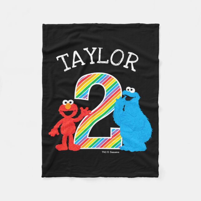 Sesame Street Pals Chalkboard Rainbow 2nd Birthday Fleece Blanket (Front)
