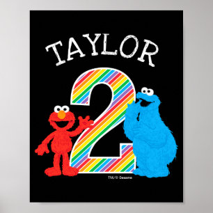 Sesame Street Pals Chalkboard Rainbow 2nd Birthday Poster