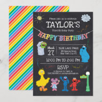 Sesame Street Pals Chalkboard Rainbow 3rd Birthday