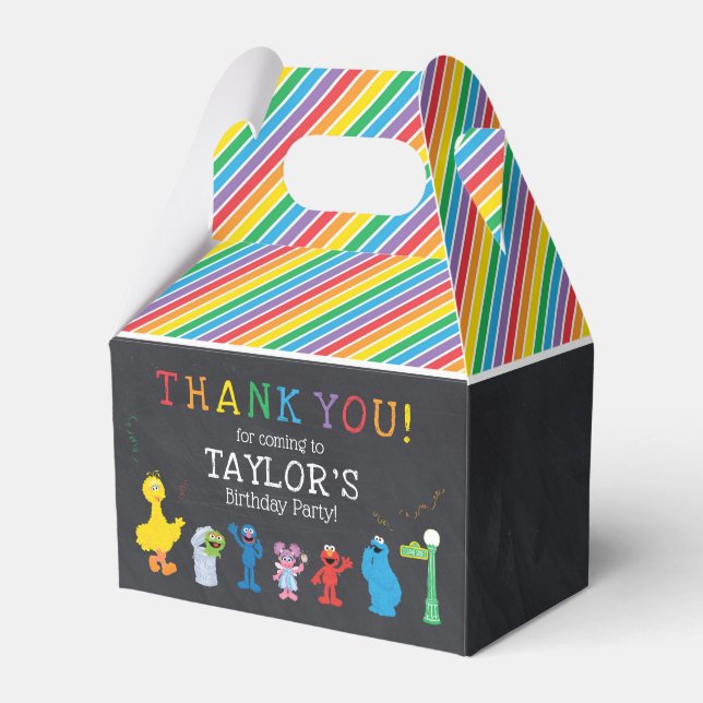 Sesame Street Pals Chalkboard Rainbow Birthday Favour Box (Front Side)