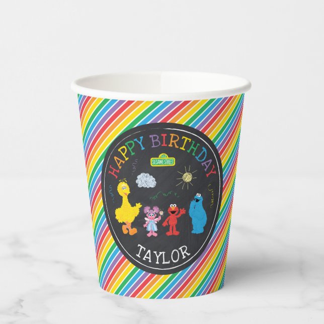 Sesame Street Pals Chalkboard Rainbow Birthday  Paper Cups (Left)