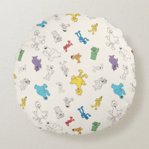 Sesame Street Pals   Colorful Vintage Pattern Round Cushion