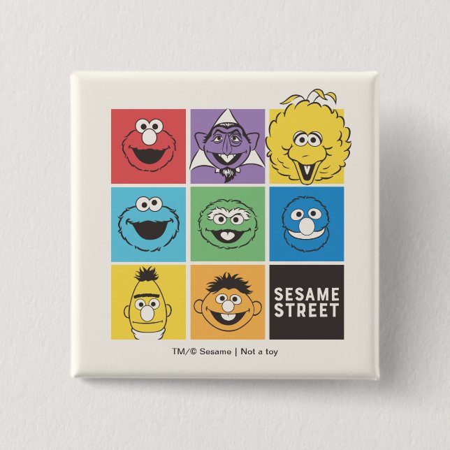 Sesame Street Pals | Colour Blocks 15 Cm Square Badge (Front)