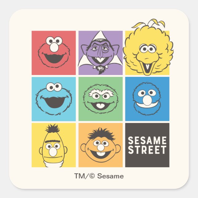 Sesame Street Pals | Colour Blocks Square Sticker (Front)