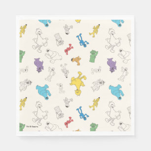 Sesame Street Pals Colourful Vintage Pattern Napkin