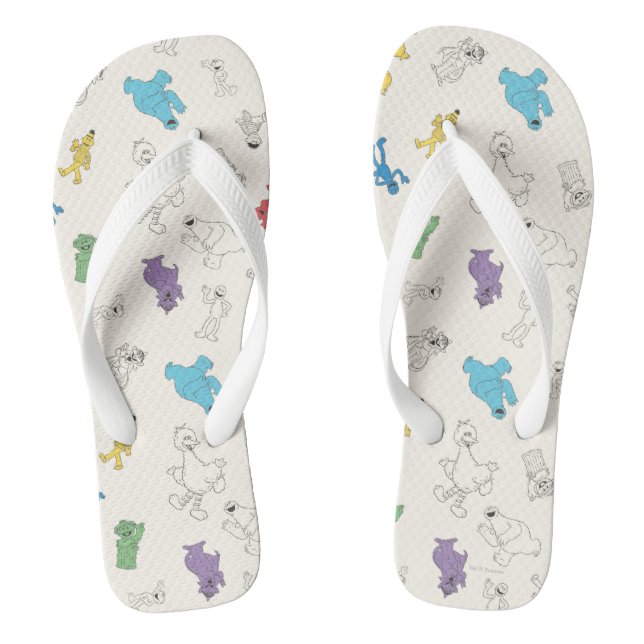 Sesame Street Pals | Colourful Vintage Pattern Thongs (Footbed)