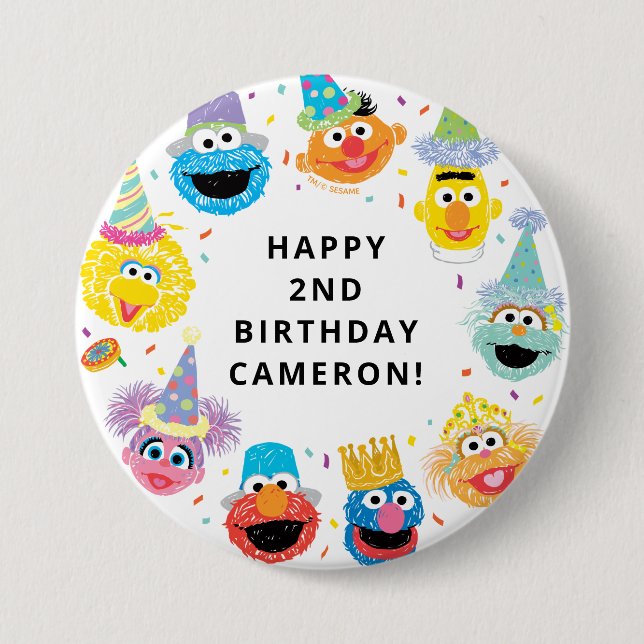 Sesame Street Pals Confetti Birthday 7.5 Cm Round Badge (Front)