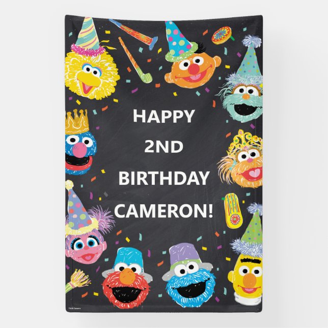 Sesame Street Pals Confetti Birthday Banner (Vertical)