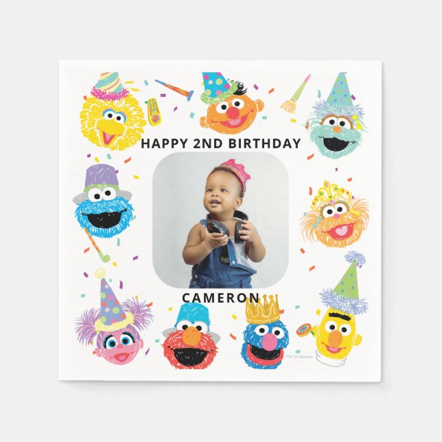 Sesame Street Pals Confetti Birthday Napkin (Front)