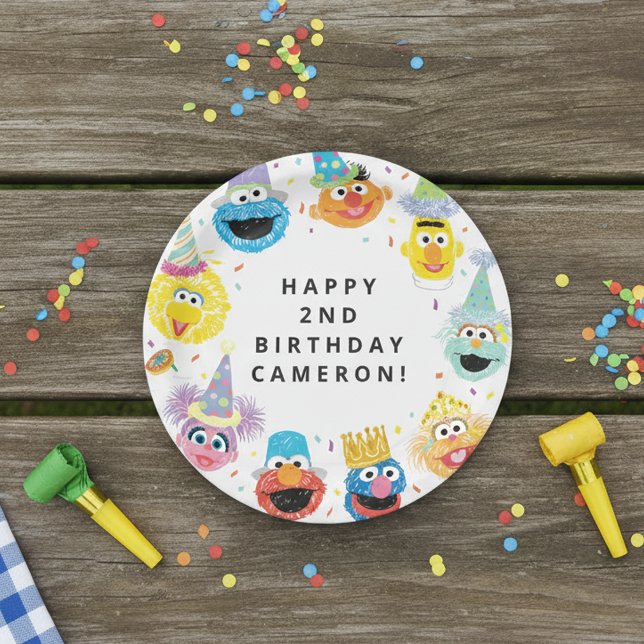 Sesame Street Pals Confetti Birthday Paper Plate (Creator Uploaded)