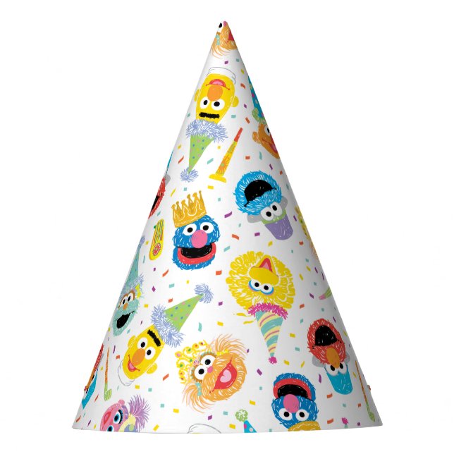 Sesame Street Pals Confetti Birthday Party Hat (Front)