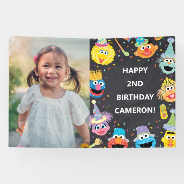 Sesame Street Pals Confetti Birthday Photo Banner (Horizontal)