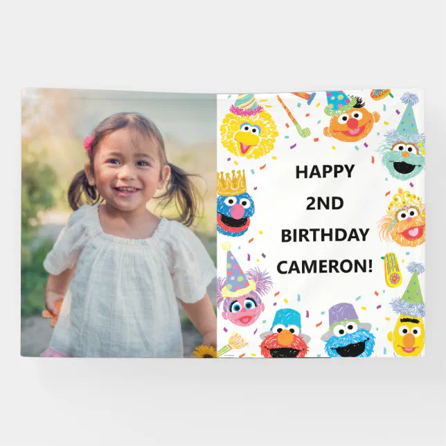 Sesame Street Pals Confetti Birthday Photo Banner | Zazzle
