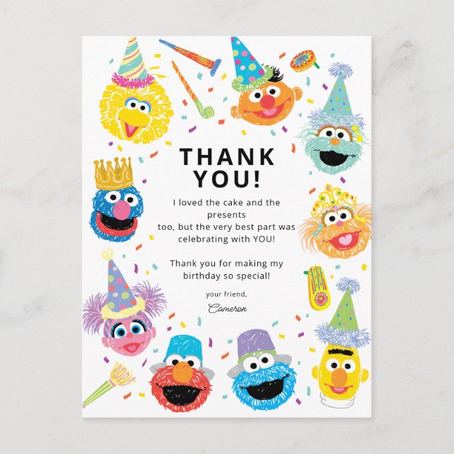 Sesame Street Pals Confetti Birthday  Postcard (Front)