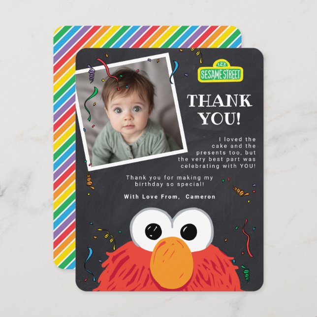 Sesame Street Pals Confetti Birthday Thank You Card (Front/Back)