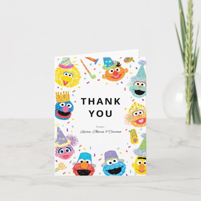 Sesame Street Pals Confetti Birthday  Thank You Card (Front)
