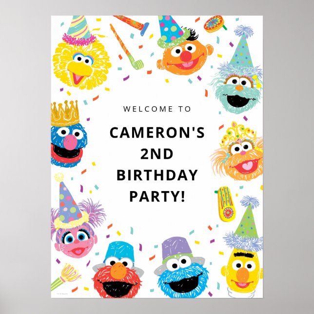 Sesame Street Pals Confetti Birthday Welcome Poster (Front)
