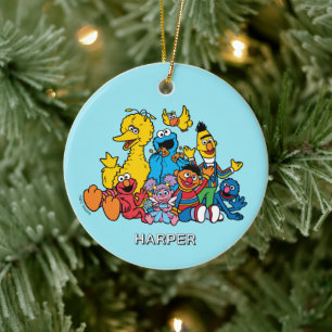 Sesame Street Pals   Customized Name & Photo Ceramic Ornament