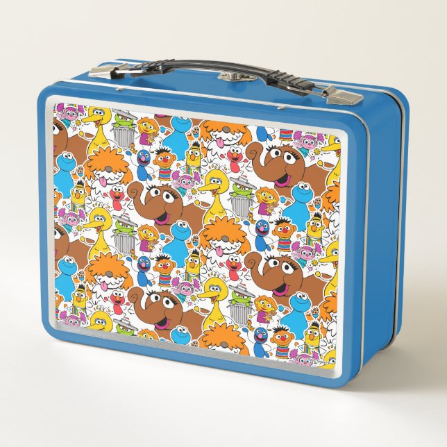 Sesame Street Pals Doodley Pattern Metal Lunch Box (Back)